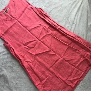 FLAX Sleeveless Pink Lagenlook Boho Linen Dress